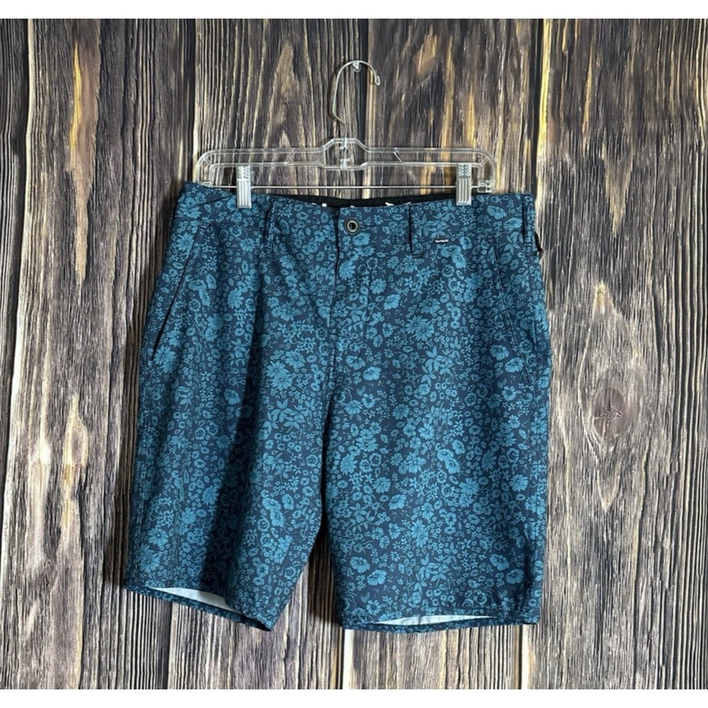 Hurley Mens Blue Floral Chino Shorts Size 31 Summer Skate Surf Style Lightweight
